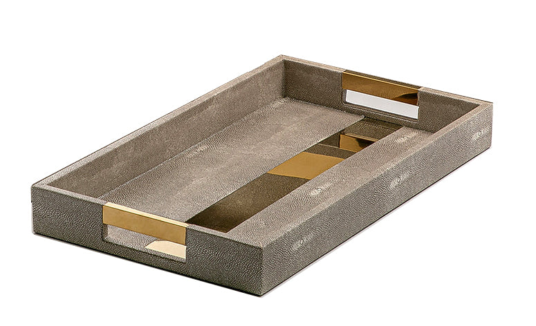Leather trays with gold line ( medium)واسطة  صواني جلدية بخط ذهبي