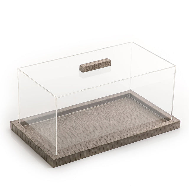 Leather Rectangular tray with acrylic cover - صينية جلد مستطيلة الشكل بغطاء أكريليك