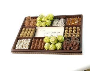 Chocolate Nuts Tray with Flowers and Card